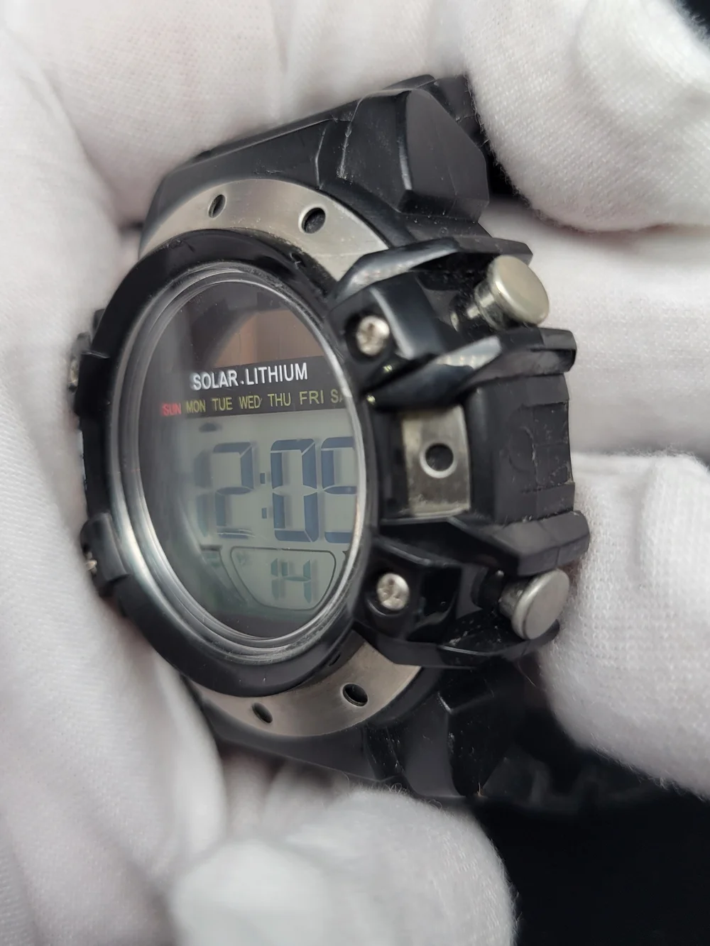 Digital Solar Lithium Sports Watch - Black